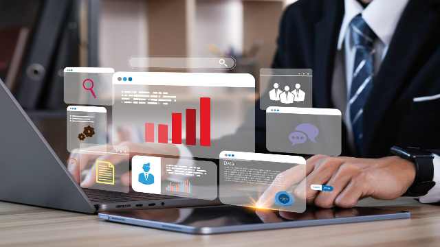 Next travel destination Oman affordable vacation Planning Service and Company 27 Person-working-on-computer-with-icons-of-planning-schedule