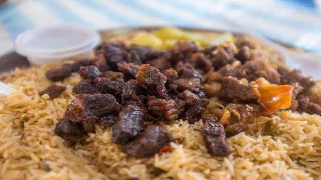 Salalah-Restaurants-&-Cafes-Camel-meat-is-a-popular-meal-in-the-roadside-Dhofar-governorate-Oman-Salalah-Oman