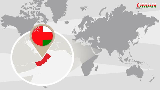 Next travel destination Oman affordable vacation Planning Service and Company 4 World-map-with-magnified-Oman-Oman-flag-and-map